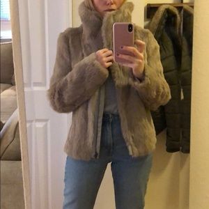 State and Lake Real Fur Bomber Jacket